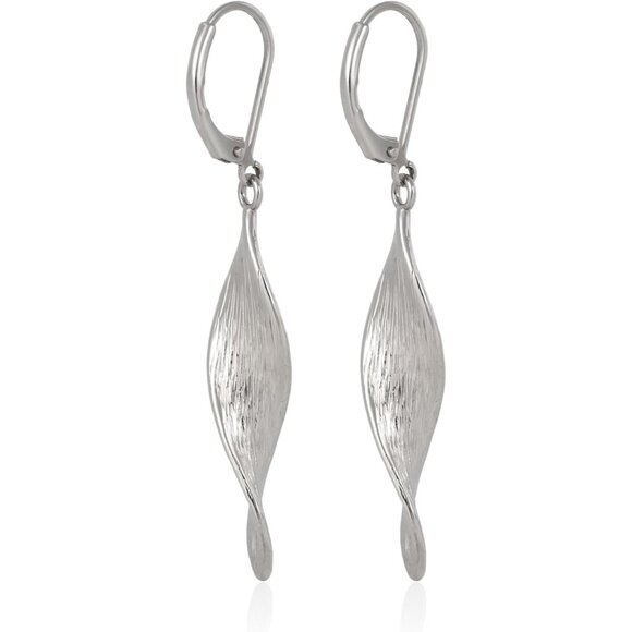 Sterling Silver Twist Drop Spiral Leverback Dangle Trendy Earrings for Women - Picture 1 of 7